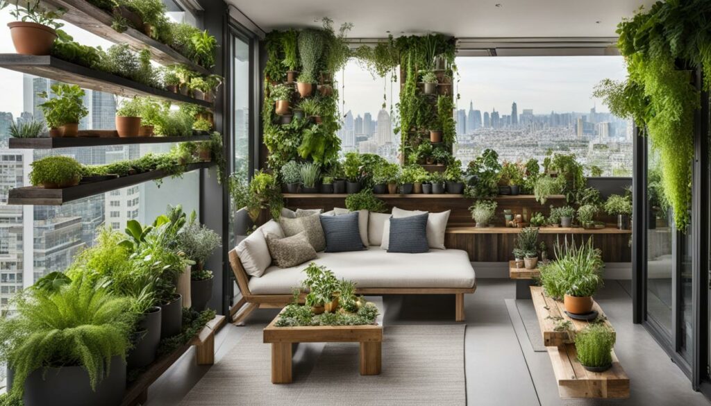 vertikaler Garten auf einem Balkon